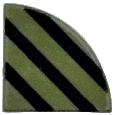 LEGO onderdeel Tegel, Rond 1 x 1 Kwart met 3 Zwarte Diagonale Lijnen Patroon (25269pb034)