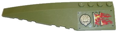 LEGO part Wedge 12 x 3 Left with Flames, Gold Chima Logo Plates Pattern (Sticker) - Set 70135 (42061pb43)