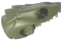 LEGO part Serpent Basilisk Head with Yellow Eyes, Black Wrinkles and White Teeth Pattern 78514pb01
