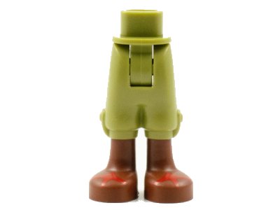 LEGO onderdeel Mini Doll Hips and Trousers Cropped with Reddish Brown Boots, Red Trim Pattern - Thick Hinge (92251c00pb19)