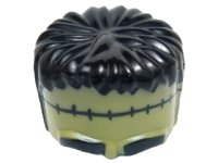 LEGO part Minifigure, Headgear Head Top, Frankenstein Monster with Black Hair and Small Stitches Pattern 93556pb04