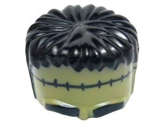 LEGO onderdeel Minifigure, Headgear Head Top, Frankenstein Monster with Black Hair and Small Stitches Pattern (93556pb04)