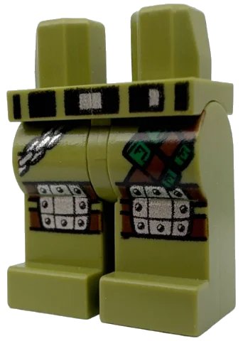 LEGO onderdeel Hips and Legs with Chain and Knee Pads with Rivets Pattern (Frank Rock) (970c00pb0165)