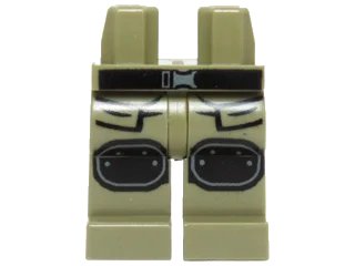 LEGO onderdeel Hips and Legs with Black Belt, Pockets and Knee Pads Pattern (970c00pb0328)