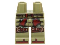 LEGO onderdeel Hips and Legs with Black Armor, Dark Red Sash and Knee Straps with Copper Buckles and Dark Sandal Straps Pattern 970c00pb0456