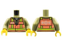 LEGO onderdeel Torso Train, Safety Vest with Train Logo Pattern on Both Sides / Olive Green Arms / Yellow Hands 973pb1705c01