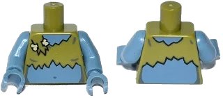 LEGO onderdeel Torso Ragged Crop Top with Bone Clasp Pattern (Lady Cyclops) / Sand Blue Arms / Sand Blue Hands (973pb1854c01)