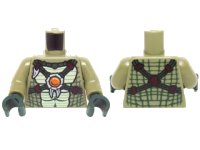 LEGO onderdeel Torso Crocodile Skin with Dark Green Crossing Straps and Fire Chi Emblem Pattern / Olive Green Arms / Dark Green Hands 973pb1892c01