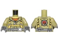 LEGO onderdeel Torso Volcano Explorer Jumpsuit with Dark Bluish Gray Belt and Yellow Harness Front, Volcano Logo Back Pattern / Olive Green Arms / Dark Bluish Gray Hands 973pb2453c01