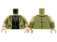 LEGO onderdeel Torso Jacket with White Pinstripes, Black Vest, Dark Bluish Gray Shirt, Silver Waistcoat Chain Pattern / Olive Green Arms / Light Nougat Hands 973pb4823c01