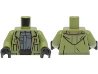 LEGO onderdeel Torso Open Jacket with Hood over Dark Bluish Gray Shirt, Dark Brown Belt, Dark Green Pants Pattern / Olive Green Arms / Black Hands 973pb4933c01