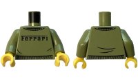 LEGO part Torso Sweater with Black Ferrari Logo and Wrinkles Pattern / Olive Green Arms / Yellow Hands 973pb5807c01