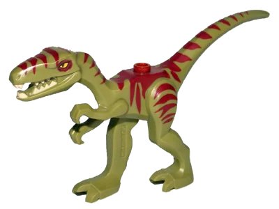 LEGO onderdeel Dinosaur Coelophysis / Gallimimus with Dark Red Stripes and Yellow Eyes Pattern (98166pb02)