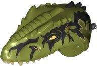 LEGO onderdeel Dinosaur Head Indominus rex/Giganotosaurus with Pin, Tan Teeth, Black Markings and Medium Nougat Scars Pattern (IRexHeadc01pb03)