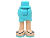 LEGO onderdeel Mini Doll Hips and Skirt Wrap with Light Nougat Legs and Sandals with Medium Azure Soles and Dark Blue Straps with Scallop Shells Pattern - Thick Hinge 11244c00pb01