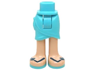LEGO onderdeel Mini Doll Hips and Skirt Wrap with Light Nougat Legs and Sandals with Medium Azure Soles and Dark Blue Straps with Scallop Shells Pattern - Thick Hinge (11244c00pb01)
