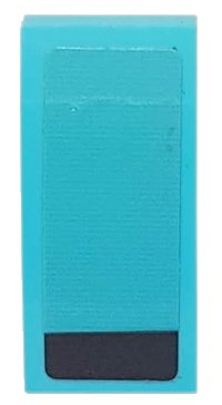 LEGO part Schräge, Curvada 2 x 1 x 2/3 con Patrón de Franja Negra sobre Fondo Azul Medio Lado Izquierdo del Modelo (Pegatina) - Set 76898 11477pb099L