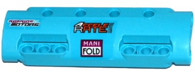 LEGO onderdeel Technic, Panel Curved 11 x 3 with 10 Pin Holes through Panel Surface with 'ROARING MOTORS', 'ACCELE RATE' and 'MANI FOLD' Pattern Left (Stickers) - Set 42050 (11954pb002L)