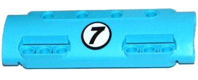 LEGO onderdeel Technic, Panel Curved 11 x 3 with 10 Pin Holes through Panel Surface with Black Number 7 in White Circle Pattern (Sticker) - Set 42050 (11954pb003)