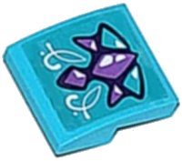 LEGO part Slope, Curved 2 x 2 x 2/3 with Medium Lavender and Medium Azure Geometric Dragon Scales and White Swirls Pattern (Sticker) - Set 41172 15068pb064