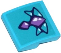LEGO part Slope, Curved 2 x 2 x 2/3 with Medium Lavender and Medium Azure Geometric Dragon Scales Pattern (Sticker) - Set 41172 15068pb065