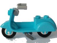 LEGO part Scooter with Dark Bluish Gray Stand, Light Bluish Gray Angular Handlebars, and White Wheels 15396c06
