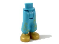 LEGO onderdeel Mini Doll Hips and Trousers Baggy with Gold Filigree and Pearl Gold Shoes Pattern - Thick Hinge 19190c00pb04
