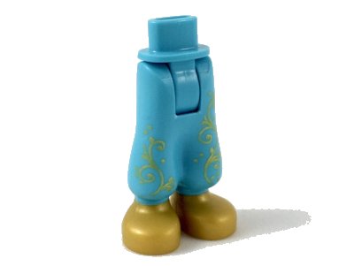 LEGO onderdeel Mini Doll Hips and Trousers Baggy with Gold Filigree and Pearl Gold Shoes Pattern - Thick Hinge (19190c00pb04)