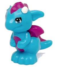 LEGO part Dragon, Elves, Bébé avec Ventre Magenta Moulé, Épines et Ailes et Motif Cornes Blanc Imprimé (Miku) 26090pb01