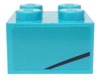 LEGO part Mattone 2 x 2 con Linea Nera su Pattern Sfondo Azzurro Medio Lato Modello Destro (Adesivo) - Set 76898 3003pb127R