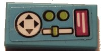 LEGO part Tile 1 x 2 with Magenta Display, Lime Buttons and Slider, and White Directional Pad Game Controller Pattern (Sticker) - Set 41352 3069pb0981