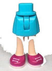 LEGO part Mini Doll Hips and Skirt with Molded Light Nougat Legs and Printed Magenta Shoes with White Laces and Soles Pattern - Thin Hinge 35216ac00pb003