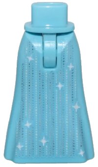 LEGO onderdeel Mini Doll Hips and Skirt Full Length with Silver Dotted Lines and Sparkles Pattern - Thin Hinge 36187c00pb008