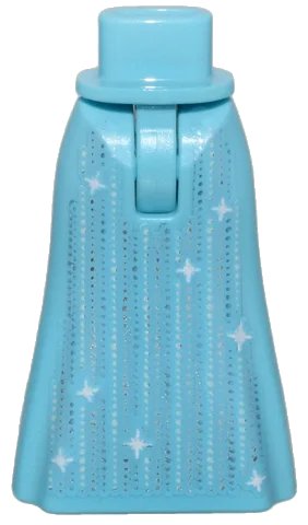 LEGO onderdeel Mini Doll Hips and Skirt Full Length with Silver Dotted Lines and Sparkles Pattern - Thin Hinge (36187c00pb008)