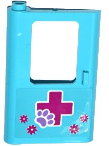 LEGO onderdeel Door 1 x 4 x 5 Train Left, Thin Support at Bottom with Magenta Cross and Animal Paw and Flowers Pattern (Sticker) - Set 41125 (4181pb050)