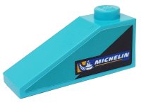 LEGO onderdeel Slope 33 3 x 1 with Black Triangle and Michelin Logo on Medium Azure Background Pattern Model Left Side (Sticker) - Set 76898 4286pb038L