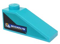 LEGO part Slope 33 3 x 1 with Black Triangle and Michelin Logo on Medium Azure Background Pattern Model Right Side (Sticker) - Set 76898 4286pb038R