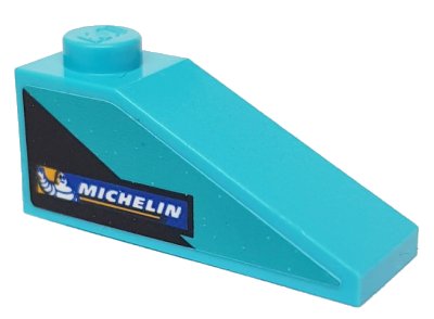 LEGO onderdeel Slope 33 3 x 1 with Black Triangle and Michelin Logo on Medium Azure Background Pattern Model Right Side (Sticker) - Set 76898 (4286pb038R)