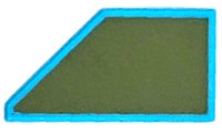 LEGO part Tile, Modified 1 x 2 Wedge Right with Olive Green Surface Pattern 5092pb001
