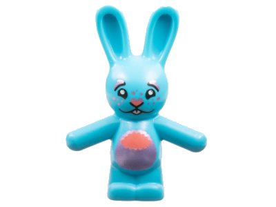 LEGO part Bunny / Rabbit Standing with Coral and Metallic Pink Nose and Stomach, Dots and Stars on Face, White Teeth Pattern (Bunchu) (66965pb02)