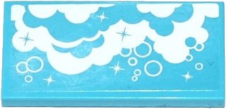 LEGO part Tile 2 x 4 with White Clouds, Bubbles and Stars Pattern (Sticker) - Set 41078 (87079pb0248)