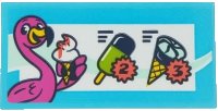 LEGO part Tile 2 x 4 with Ice Cream Menu and Dark Pink Flamingo Pattern (Sticker) - Set 41430 87079pb0996