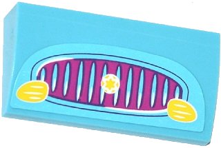 LEGO part Slope, Curved 2 x 4 x 2/3 with Bottom Tubes with Magenta Car Grille, Yellow Lights and Star Pattern (Sticker) - Set 41034 (88930pb047)