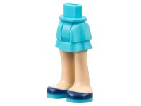 LEGO onderdeel Mini Doll Hips and Skirt Layered, Light Nougat Legs and Dark Blue Shoes Pattern - Thick Hinge 92250c00pb12