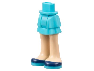 LEGO onderdeel Mini Doll Hips and Skirt Layered, Light Nougat Legs and Dark Blue Shoes Pattern - Thick Hinge (92250c00pb12)