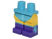 LEGO part Hips and Yellow Legs with Medium Azure Leotard and Dark Purple Boots with Medium Azure Lightning Bolts Pattern 970c03pb30