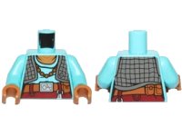 LEGO onderdeel Torso SW Maz Kanata with Medium Azure Undershirt and Dark Gray Quilted Vest Pattern / Medium Azure Arms / Medium Nougat Hands 973pb2190c01