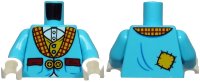 LEGO onderdeel Torso Suit Jacket with 2 Yellow Buttons and Dark Red Pockets over Yellow Vest and White Shirt Pattern / Medium Azure Arms / White Hands 973pb3848c01
