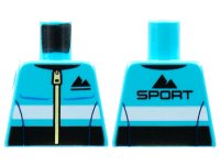 LEGO part Torso Jacket Black Sport Mountains Logo Pattern 973pb4579