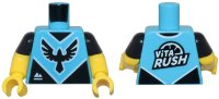 LEGO part Torso Jersey with Black Bird Emblem and White 'ViTA RUSH' and Mountains Logo Pattern / Yellow Arms with Molded Black Short Sleeves Pattern / Yellow Hands 973pb5490c01